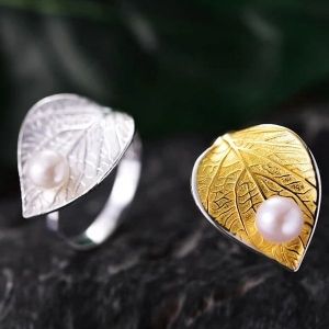Сребърен Пръстен Leaf Pearl с естествена перла