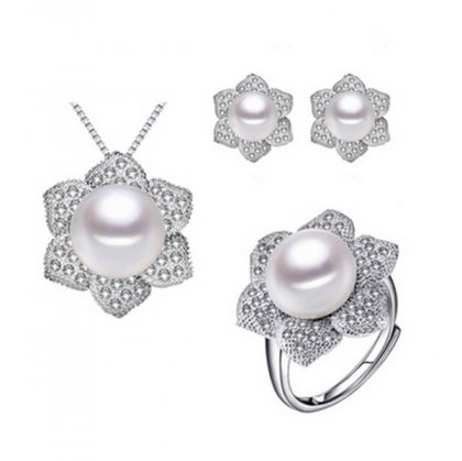 Комплект Бижута Pearl Women с естествени перли и кристали