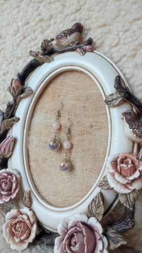 Ръчно изработени Обеци с хербаризирана гипсофила 