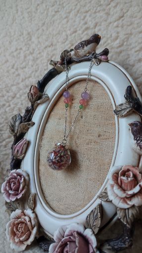 Колие с хербарициран цвят на Лавандула и Ерика 