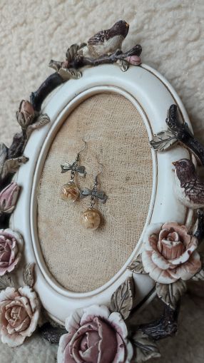 Ръчно изработени Обеци с хербаризирана роза