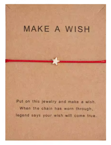 Гривна с Пожелание "Make a Wish" – Червен Конец със Златиста Звездичка