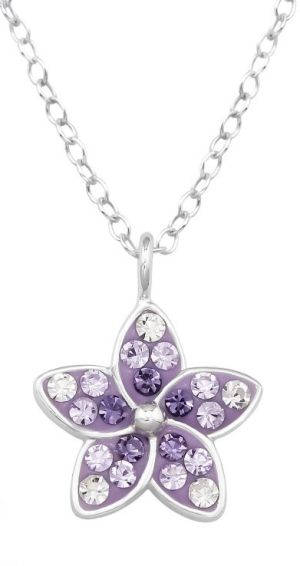 Колие purple flower с кристали и сребро