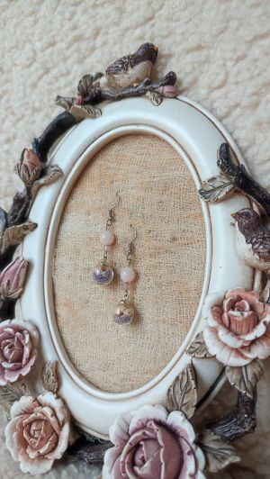 Ръчно изработени Обеци с хербаризирана гипсофила 