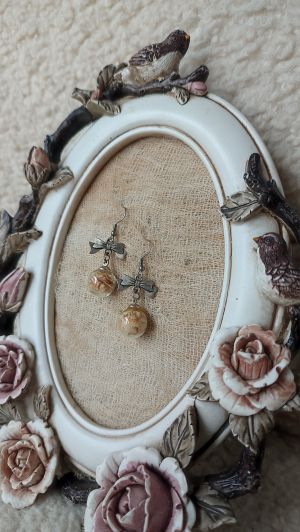 Ръчно изработени Обеци с хербаризирана роза