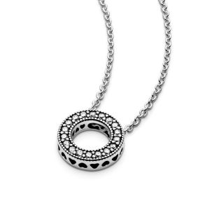 Колие с паве с лого Pandora Circle Collier
