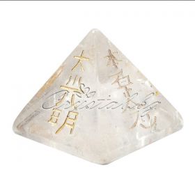 Кристална пирамида  с рейки символи- розов кварц, авантюрин, кварц, аметист или лапис лазули
